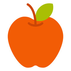 Stylized Orange Apple with Leaf