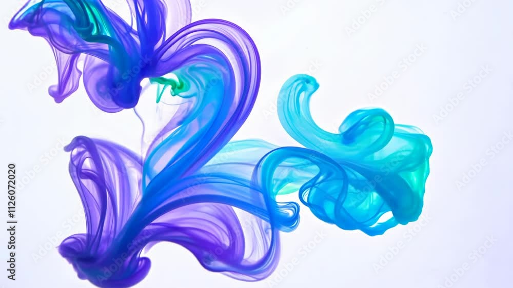 Poster ink or paint drop dissolving in water like a cloud. abstract paint swirls in motion on white backgro