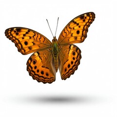 Obraz premium orange butterfly with black and brown pattern isolated on white background