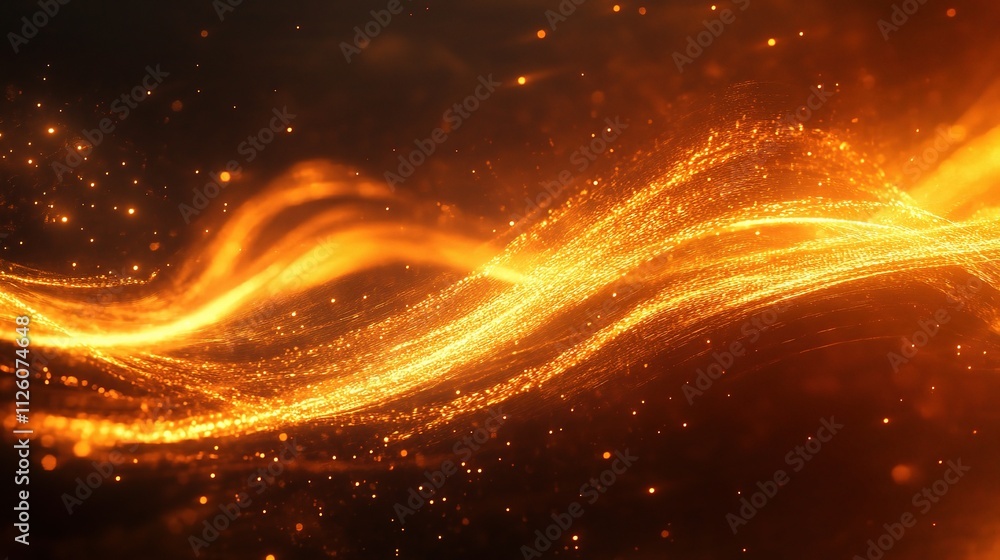 Poster dynamic light trails across dark background in abstract design