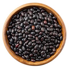 Fototapeta premium White kidney beans in wooden bowl isolated on transparent background.