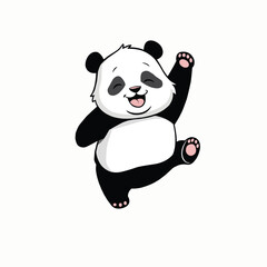 Cute happy Panda Vector illustration. Children print on t-shirt.