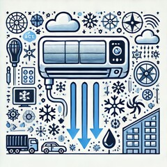 Fototapeta premium icon of air conditioner blowing cold air 