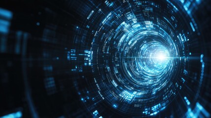 Fototapeta premium Abstract Digital Tunnel with Bright Blue Light