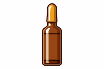  Front view of brown glass ampoule with medicine isolated on white background vector art illustration