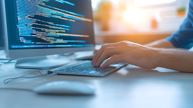 Programmer Coding on Computer