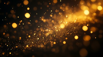 Obraz premium Golden fireworks bursting with radiant energy and soft bokeh lights scattered on a deep night sky backdrop
