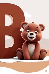 Fototapeta premium bear sitting next to a letter B 