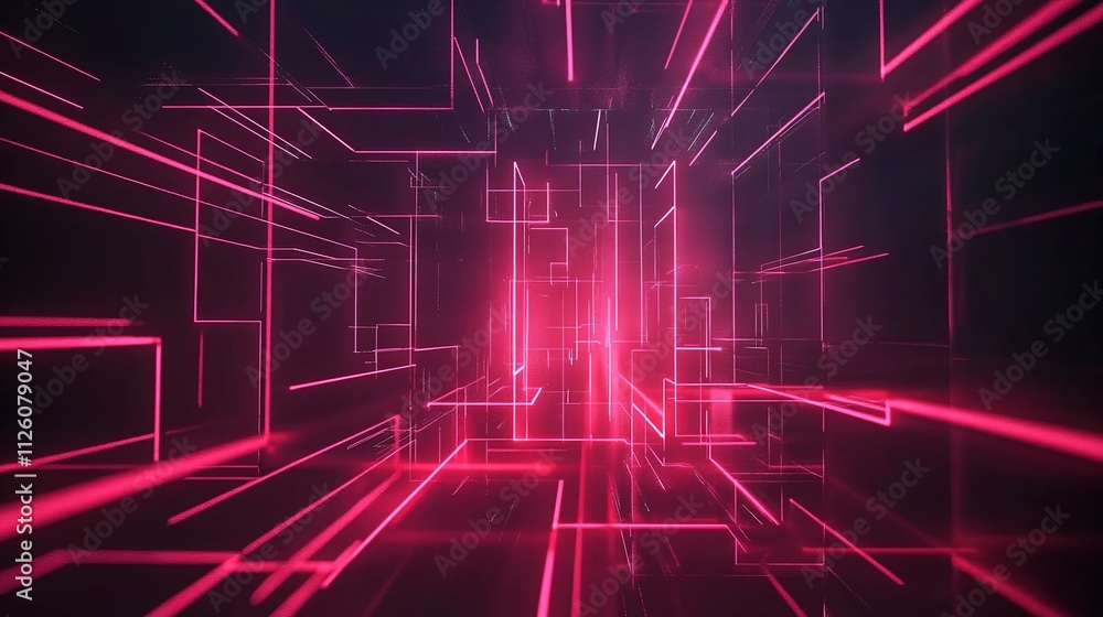 Poster abstract digital design with connecting glowing lines and shapes