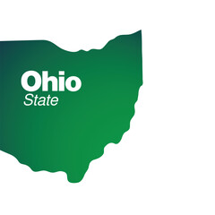 Ohio land state of USA, Map in gradient green color. Vector Illustration.