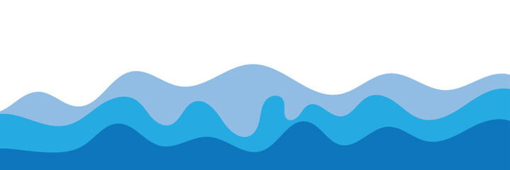 Blue water waves perspective landscape. Vector wave pattern
