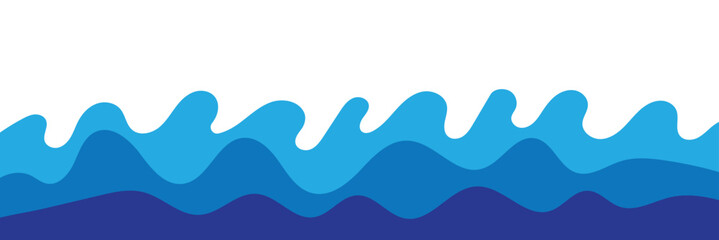 Blue water waves perspective landscape. Vector wave pattern