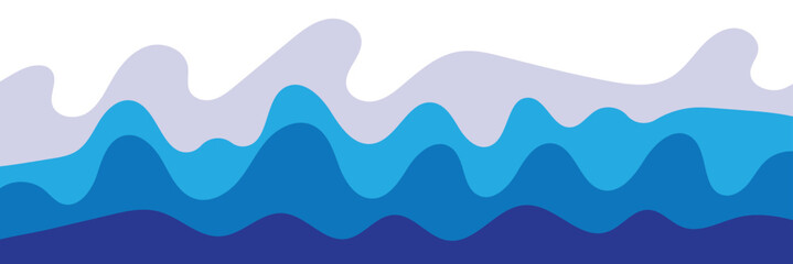 Blue water waves perspective landscape. Vector wave pattern