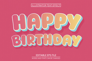 happy birthday editable text effect, editable text 3d style