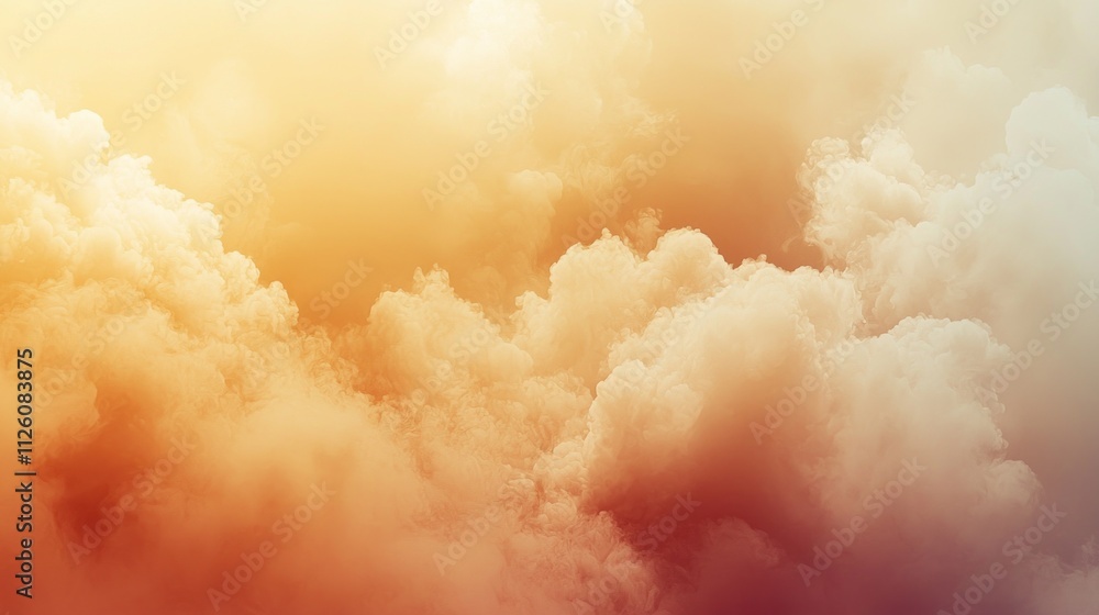 Poster A mesmerizing display of mocha abstract clouds fills the sky during twilight, blending warm tones of brown and cream into an artistic sky canvas. The tranquil atmosphere captivates