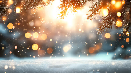 Naklejka premium Blurred background with snow and illumination