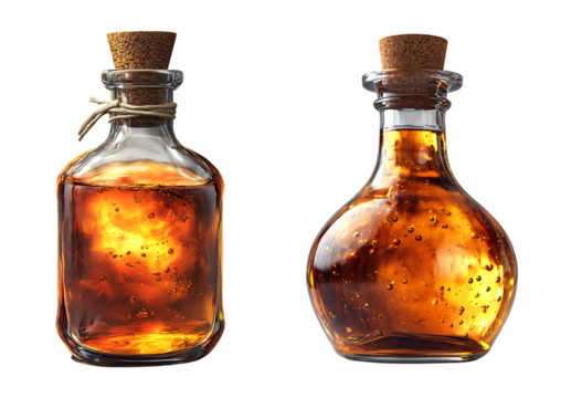 Mysterious amber flasks png isolated on transparent background - Powered by Adobe