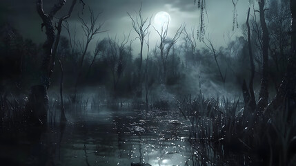 Foggy Swamp halloween background