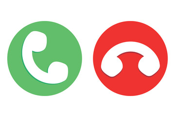 Call Icons. Phone Dial Symbols. Answer and Decline. Green and Red.