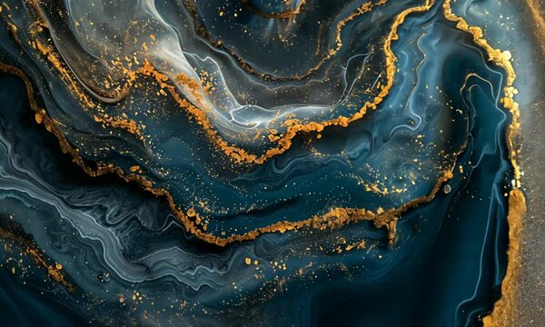 Elegant marble texture with swirling blue and gold accents in luxurious style