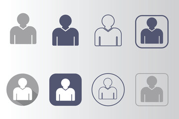 User profile icon vector. Avatar or person icon. Profile picture, portrait symbol. Neutral gender silhouette. Circle button with avatar photo. Blank profile silhouette.