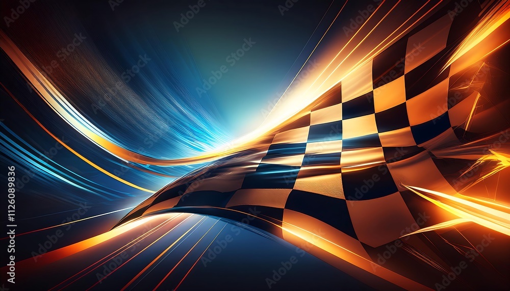 Poster dynamic racing checkered flag background design.