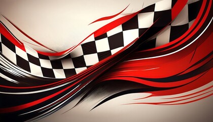 Obraz premium Abstract design featuring checkered flag and dynamic lines.