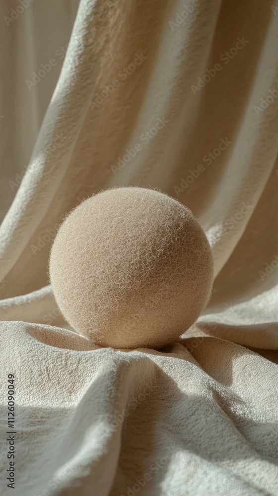 Poster a closeup view of a delightful fuzzy mocha mousse sits gently on a plush, light fabric. the warm ton