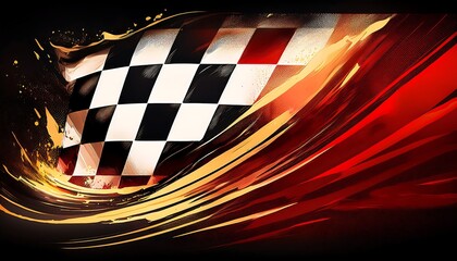 Dynamic racing flag with vibrant motion effects.