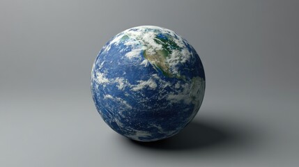 Earth Globe 3D Render on Grey Background