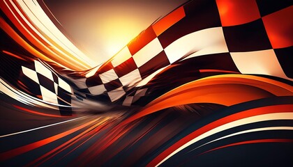 Dynamic abstract design featuring checkered flags.