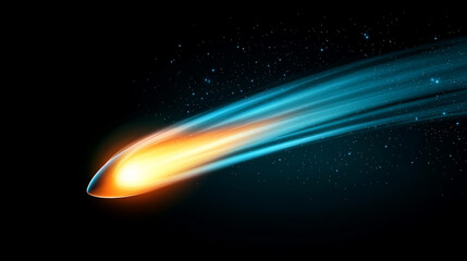 Obraz premium A vibrant comet streaking through the dark night sky, showcasing movement and energy.