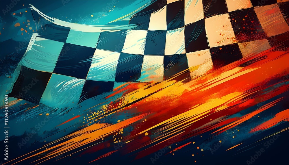 Poster Racing flag with dynamic motion effects.