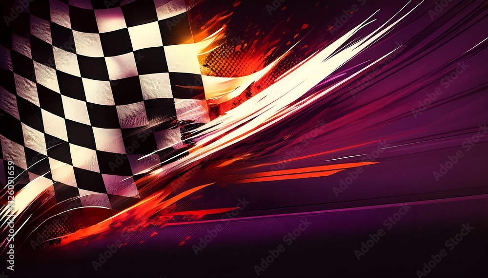 Poster Racing flag with dynamic background design.