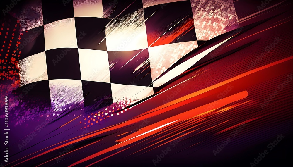 Poster abstract design featuring a checkered racing flag.