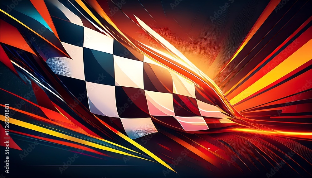 Aufkleber abstract racing flag with dynamic motion effects.