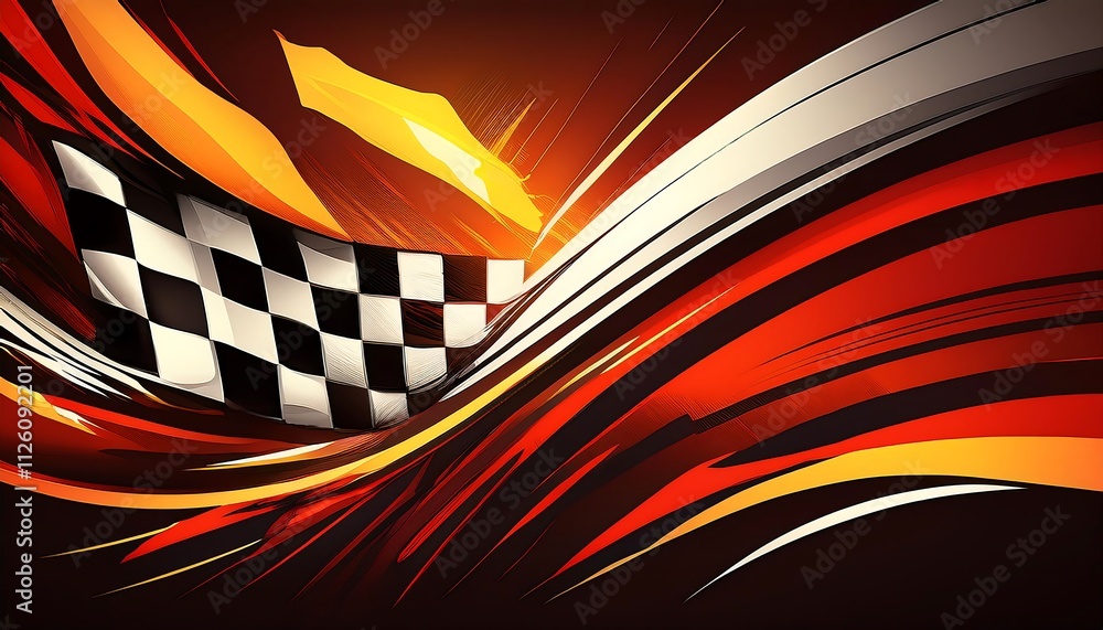 Aufkleber Abstract racing design with checkered flag elements.