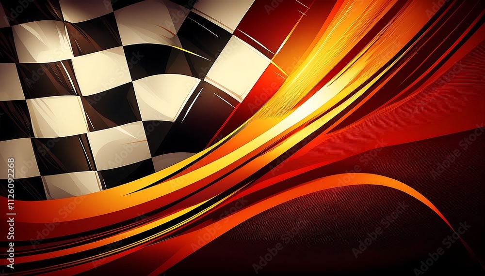 Poster abstract design featuring a checkered racing flag.