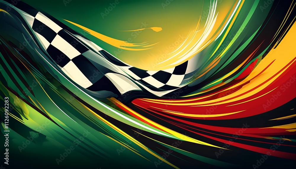 Poster abstract design featuring a checkered racing flag.
