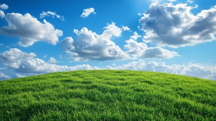 Mountaintop vista: green meadow, azure sky