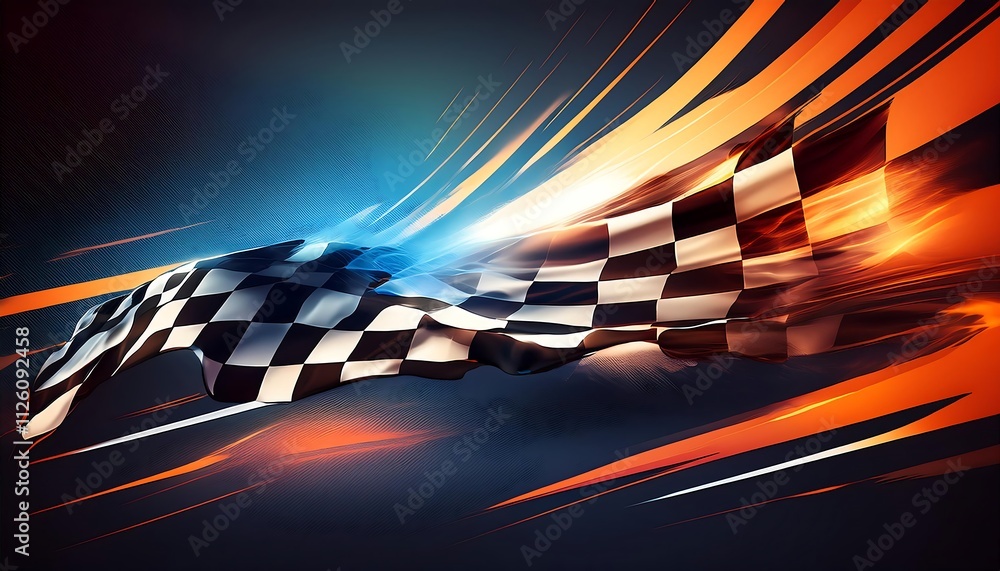 Aufkleber dynamic checkered flag with vibrant motion effects.