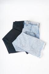 The set of two jeans on white background.