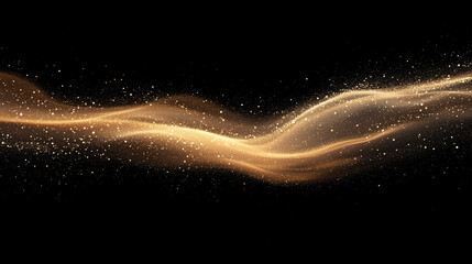 dark abstract background with wave shaped golden dust splash