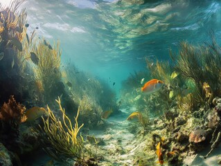 Fototapeta premium vibrant underwater scene with colorful fish and coral