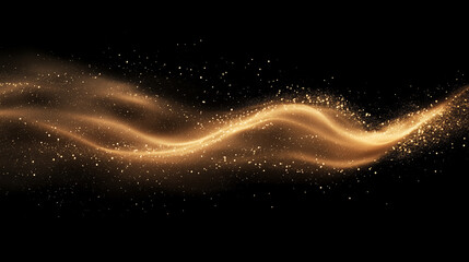 dark abstract background with wave shaped golden dust splash