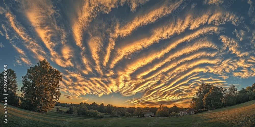 Aufkleber stunning cloud pattern fills the sky, showcasing a beautiful display of clouds that captivates obser