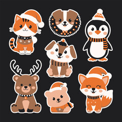Adorable Christmas Animal Characters in Festive Attire