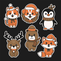 Adorable Christmas Animal Characters in Festive Attire