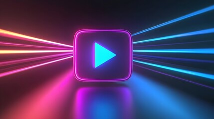 a led neon youtube button for a gaming channel	
