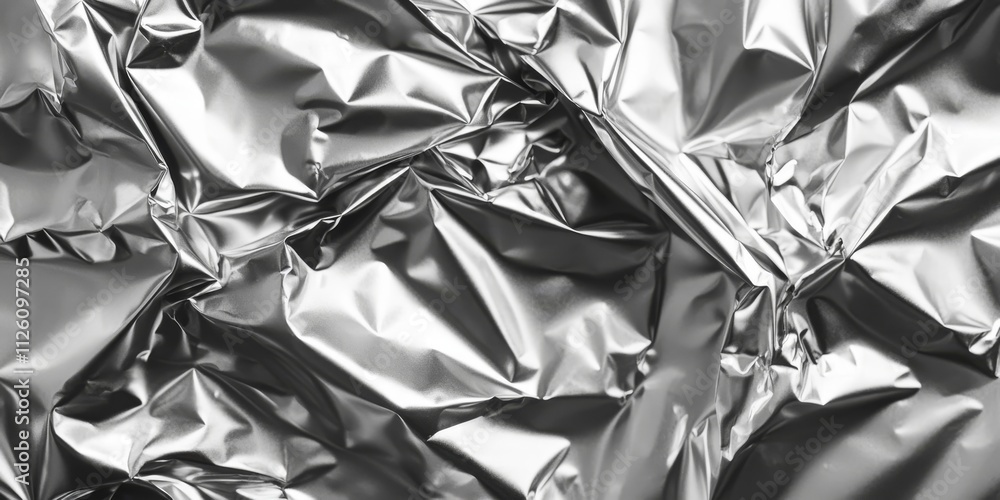 Poster crumpled aluminum foil background texture in silver color creates a unique visual effect. this crump